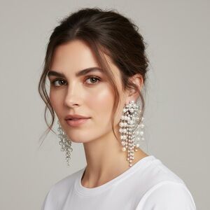 Banana Republic Silver Pearl Drop Earrings